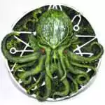 5 inch wall plaque featuring Cthulhu with tentacles and wings in detailed relief sculpture on a plain background