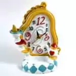 6.5-inch Mad Tea Party clock backflow incense burner with ceramic teacups, clock face, and playing card details in colorful painted finish