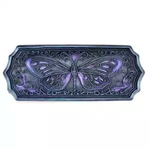 7.5-inch butterfly-shaped incense stick holder with decorative wing details, shown on a white background with incense groove visible along the body