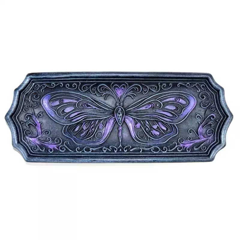 7.5-inch butterfly-shaped incense stick holder with decorative wing details, shown on a white background with incense groove visible along the body
