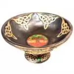 Round 8.5-inch altar offering bowl with raised Tree of Life engraved motif on exterior surface, shown from slight angle on plain background