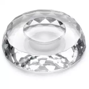Single clear glass ring stand sized for a 1.5-inch crystal sphere, circular ring form, shown on plain white background