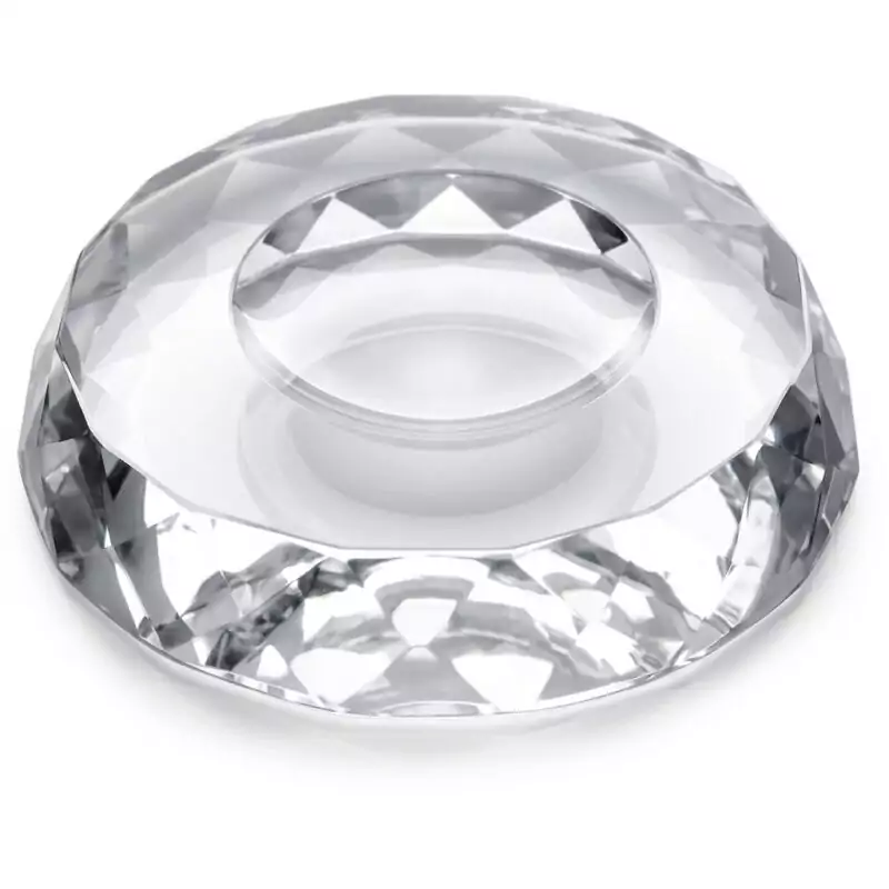 1-12quot-Glass-stand-FCH010_Z Single clear glass ring stand sized for a 1.5-inch crystal sphere, circular ring form, shown on plain white background