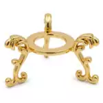 Single gold-color metal ring stand for 2.5-inch crystal spheres with decorative circular ring base, shown on plain white background