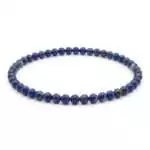 3mm lapis lazuli beaded stretch bracelet with deep blue beads showing golden pyrite flecks, displayed on plain white surface