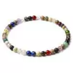 4mm mixed gemstone faceted bead stretch bracelet showing varied sparkly beads in multiple natural stone colors on elastic cord, shown on plain background