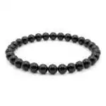 6mm Shungite beaded stretch bracelet with larger matte black mineral beads on elastic cord, shown on neutral background
