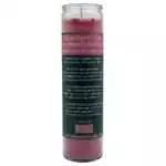 A tall, pink candle in a glass container, labeled "Strawberry Pink Lemonade Scented." The label features a description of the scent and its intended use.