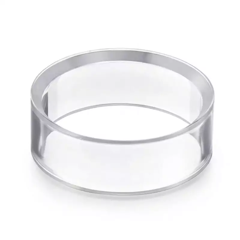 set-of-12-15mm-Acrylic-ball-stand-FCH002_Z Set of twelve clear acrylic ring stands sized for 15mm crystal spheres, shown arranged in rows on plain white background
