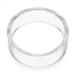 Set of twelve clear acrylic ring stands sized for 32mm crystal spheres shown arranged together on plain white background