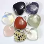 Heart-Shaped Stone Pendant — Assorted Stones, Single Pendant with Jump Ring