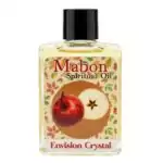 Mabon 4 dram spiritual oil bottle from Envision Crystal — red apple and autumn floral label, brand name visible. Used for autumn equinox candle anointing, personal wear, and ritual.