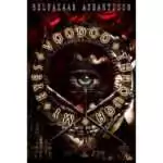 Voodoo Through My Eyes cover by Belfazaar Ashantison featuring a piercing green eye at the center of a circular frame surrounded by red roses and traditional veve symbols.
