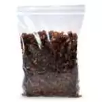 Sealed clear plastic bag filled with reddish-brown and dark myrrh resin tears, showing a full 1 pound bulk quantity of granular incense.