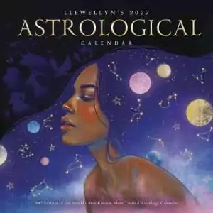 Cover of Llewellyn's 2027 Astrological Calendar, illustrated with a woman's profile against a starry night sky of planets and constellations, marking its 94th edition.