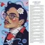 B27ASTW Image 2 Sample February page from Llewellyn's 2027 Astrological Calendar with an illustrated portrait alongside monthly horoscopes and favorable and demanding days per zodiac sign.