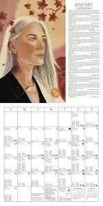 B27ASTW Image 4 Sample January page from Llewellyn's 2027 Astrological Calendar with a Capricorn portrait, sign correspondences, and a full monthly grid with daily aspects.