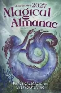 Cover of Llewellyn's 2027 Magical Almanac, a watercolor illustration of a mermaid-like figure underwater, subtitled Practical Magic for Everyday Living.