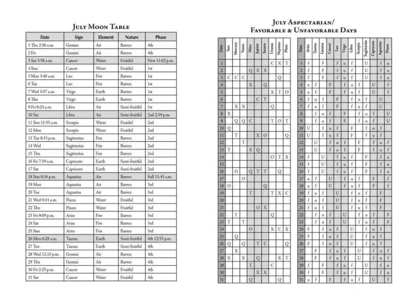 Sample Weekly Almanac spread from Llewellyn's 2027 Moon Sign Book showing early January moon sign and gardening activity tables with journaling space.