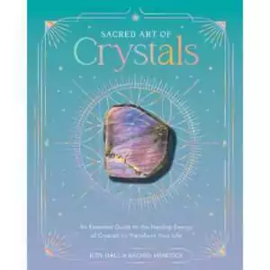 Hardcover Sacred Art of Crystals by Judy Hall and Rachel Hancock open to a crystal grid layout page