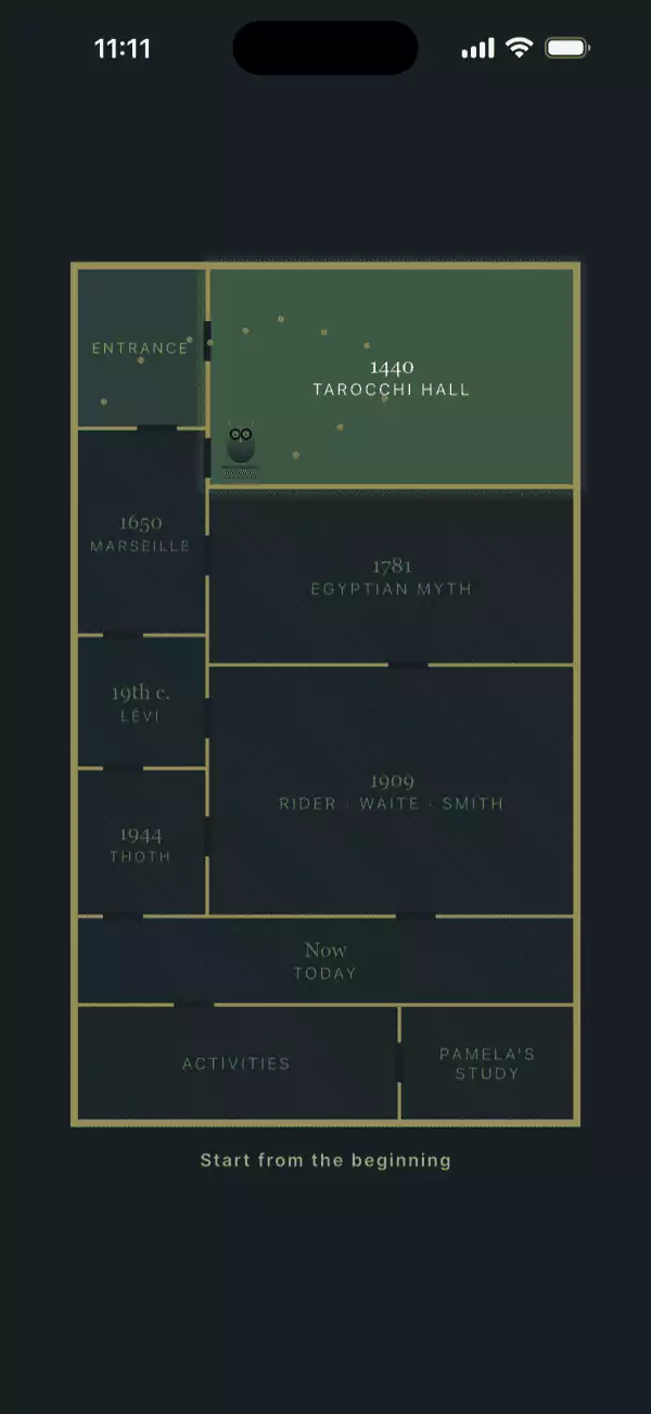 The Archive: a floor plan of tarot history, room by room.
