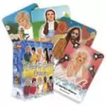 Celebrity Spirit Oracle box by Kerrie Erwin and Ellie Grant with fanned portrait cards, including 17. Marilyn Monroe: Know yourself, and a cover of famous faces beneath golden gates
